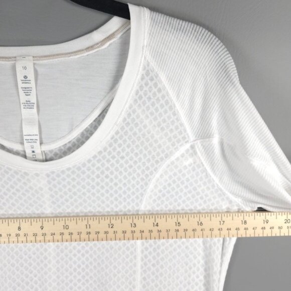 NWT LULULEMON PURI-TEE Breathable Short Sleeve Mesh Burnout White Size 10 - Picture 10 of 14